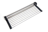 BUNDLE Easy to Store Over the Sink Stainless Steel Roll Up Drying Rack and Produce Cleaning Glove