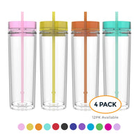 Maars Classic Insulated Skinny Tumblers 16 oz. | Double Wall Acrylic | 4 pack