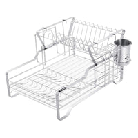 SMIO 2-Tier Dish Rack - 304 Stainless Steel Dish Drying Rack with Drainboard