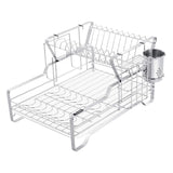 SMIO 2-Tier Dish Rack - 304 Stainless Steel Dish Drying Rack with Drainboard