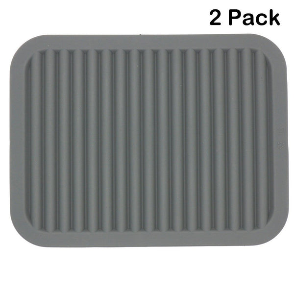 Lucky Plus Silicone Rubber Trivet Mat for Hot Pan and Pot Hot Pads Counter Mat Heat Resistant Table Dish Drying Mat or Placemats 2 Pack,Size:9x12 Inch, Color: Gray,Shape:Rectangular