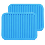 ME.FAN 9" x 12" Big Silicone Trivets - Multi-purpose Silicone Pot Holders, Spoon Rest and Kitchen Table Mat - Insulated, Flexible, Durable, Non Slip Hot Pads and Coasters (2 Set) Blue