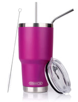 DYNAMIC SE 30oz Tumbler Double Wall Stainless Steel Vacuum Insulated Travel Mug with Splash-Proof Lid Metal Straw and Brush