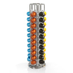 BluePeak Nespresso Coffee Capsule Rack Holder Carousel - Holds 50 Capsules OriginalLine. Elegant and Modern Chrome Finish. 360-degree Rotation. For Citiz, Pixie & Latissima Machines