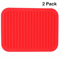 Lucky Plus Silicone Trivet for Hot Dish and Pot Hot Pads Counter Mat Heat Resistant Table Dish Drying Mat or Placemats 2 Pack,Size:9x12 Inch, Color: Red, Shape:Rectangular