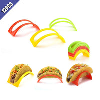 Ximimark 12 pcs Colorful Taco Holder Stand For Soft & Hard Shell Taco Microwave Safe