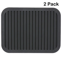 Lucky Plus Silicone Pot Mat for Countertop Trivet Pads Heat Resistant Table Dish Drying Mat or Placemats 2 Pack,Size:9x12 Inch, Color: Black, Shape:Rectangular