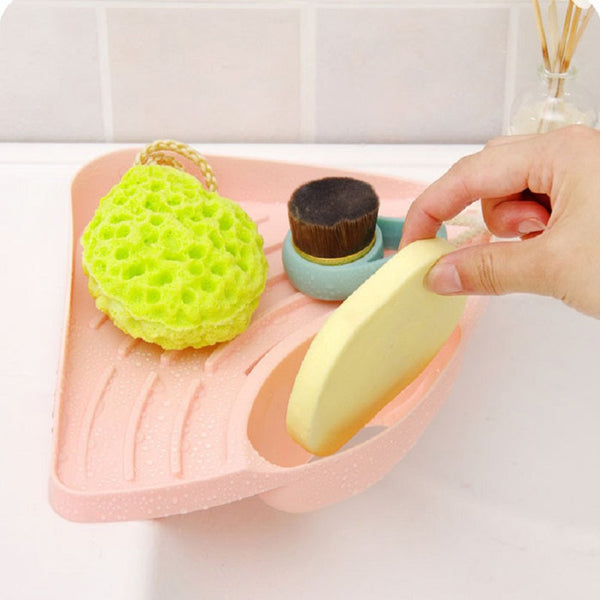 Buytra Sponge Holder, Kitchen Sink Caddy Suction Cup Holder for Sponges, Soap, Scrubbers, Cleaning Brush, Pink