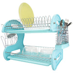 Home Basics Plastic Dish Drainer, 2-Tier (Turquoise)