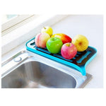 Multifunctional Draining Rack Kitchen Organizer Double Layer Dish Rack Tray with Sink,Blue