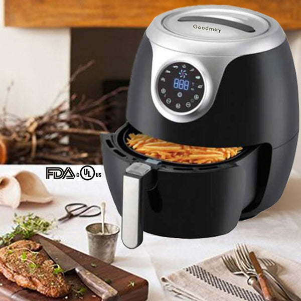 Goodmay Air Fryer XXXL, No Oil Deep Air Fryer Cooker. (5.6L/5.8QT) Large Air Fryer Oven, Low-fat Free Airfryer with Air Fryer Cookbook (Over 50 Recipes) and Detachable Basket Divider Electric Air Fryer