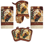 Farm Rooster Kitchen Decor Linen Set Includes 2 Dish Towel 2 Pot Holders 1 Oven Mitt | Kitchen Towel Set For Cooking, Baking, Housewarming and Kitchen Decoration (Set of 5 Piece)