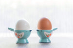 WD- FB38-2 Pcs Cute Bird Shape Ceramic soft or Hard boiled egg cup holder (Egg holder) - for Breakfast Brunch Soft Boiled Egg Holder Container Stand Set Sky color