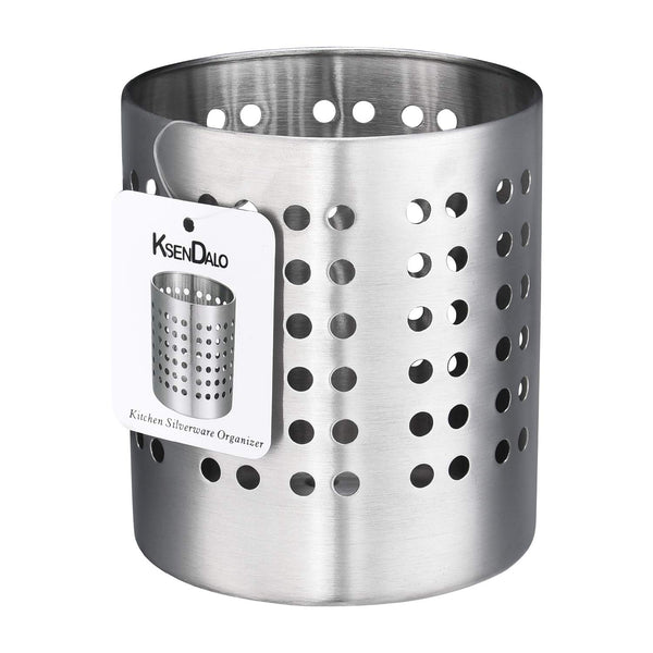 Kitchen Utensil Holder, KSENDALO Stainless Silverware holder, Kitchen Utensil Drying Cylinder,utility for Kitchen/Home/Office, Diameter 4.72"(L)