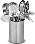 Stainless Steel Kitchen Utensil Set - 10 Modern Utensils, NonStick Heat Resistant Kitchen Gadgets, Turner, Spaghetti Server, Ladle, Serving Spoons, Tongs, Meat Fork, Potato Masher and Utensil Holder