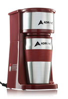 AdirChef Grab N' Go Personal Coffee Maker with 15 oz. Travel Mug (Ruby Red)