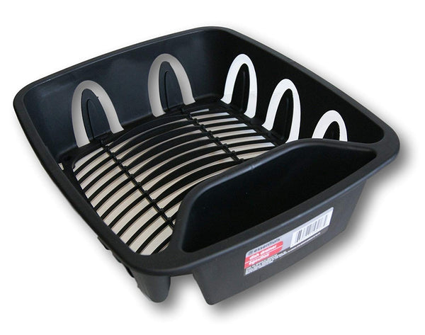 Essentials Black Plastic Dish Drainer - 11.25'' x 13.75'' x 4.25''