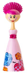 Vigar Dolls Dish Brush with Printed Dress, 10-3/4-Inches, Pink