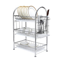3-Tier Dish Drying Rack Dish Drainer Kitchen Storage Organization Shlef, Stainless Steel, GEYUEYA Home