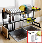 Discover the best dish drainer rack holder black stainless steel kitchen rack sink sink dish rack drain bowl rack dish rack kitchen supplies storage rack 95cm