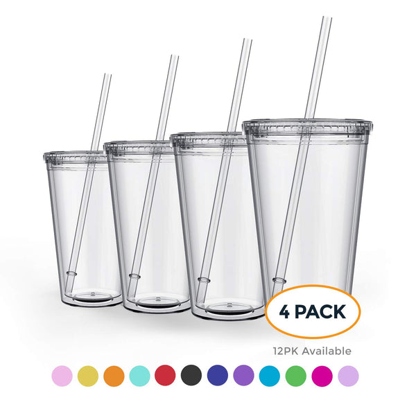 Maars Classic Insulated Tumblers 16 oz. | Double Wall Acrylic | 4 pack