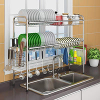 Home mago retractable 304 stainless steel dish rack drain rack sink universal pool frame kitchen shelf multi function kitchen storage size 100cm x 28cm x 82cm