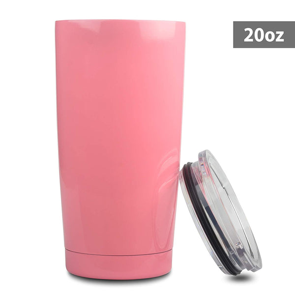5 Star Stuff 004 Y-5-004 20 oz Tumbler, 100% Stainless Steel Double Wall Vacuum Insulated Cup with Lid-Slim Plink, 20oz, Pink