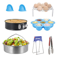 Pressure Cooker Accessories Set Compatible with Instant Pot 5,6,8 Qt, and Mealthy, Crock-Pot, Gourmia, Cosori - Including Steamer Basket, Springform Pan, Egg Bites Mold, Rack, Bowl Clip, Tongs, Mitts