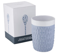 Large Utensil Holder - Utensil Crock by Beautiful Things - Hand Crafted Ceramic Blue - Designer Kitchen Caddy - Kitchen Tool Holder - Wine Cooler - Flower Vase - Garden Pot - Premium Quality - 7 x 5in