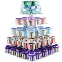 5 Tiers Large Acrylic Wedding Cupcake Stands Tower Tree, Clear Tiered Cake Stand Tall Jumbo - Dessert Stands - Cupcake Display Stand - Cupcake Tower 5 Tier (Unique Bubble, Square)