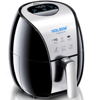 HOLSEM Digital Air Fryer with Rapid Air Circulation System, 3.4 QT Capacity, 1500W (LED Display) - Black/Stainless Steel