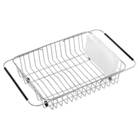 iPEGTOP Dish Drying Rack with White Cutlery Utensil Holder, Expandable Arms Over the Sink Dish Rack, In Sink Or On Counter Dish Drainer, Rustproof Stainless Steel for Kitchen