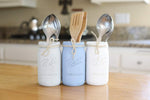 Mason Jar Kitchen Utensil Holder Set, Painted and Distressed Mason Jars, Your Choice of Jar Colors, 3 Piece Set