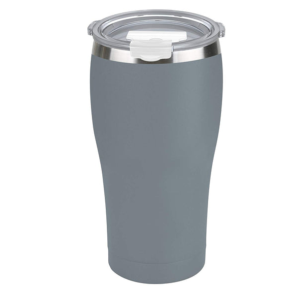 Tahoe Trails 30oz Stainless Steel Tumbler Vacuum Insulated Double Wall Travel Cup With Lid, Metallic Gray