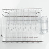 InterDesign Forma Lupe Kitchen Large Capacity Dish Drainer Rack with Drip Tray for Drying Glasses, Silverware, Cookware, Plates – Pack of 4, Stainless Steel/Clear