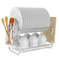 BATHWA 2-Tier Stainless Steel Dish Rack Drainer Board Set Dish Drying Rack 17L x 10W x 15H Inches