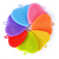 7-pack Antibacterial Silicone Sponge Set By Prokitchen, Heart Shape Kitchen Dish Scrubber Multipurpose for Washing Pots and Pans (Blue, Pink, Orange, Yellow, Green, Red and Purple)