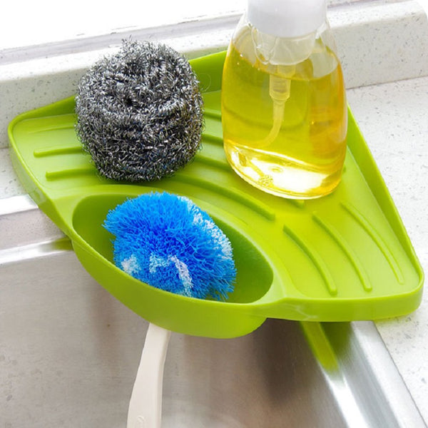 Buytra Sponge Holder, Kitchen Sink Caddy Suction Cup Holder for Sponges, Soap, Scrubbers, Cleaning Brush, Green