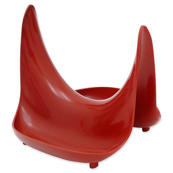 Pot Lid Stand and Spoon Rest - Utensil Rest and Spoon Holder for Kitchen (Red)
