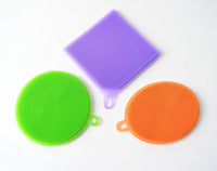 Silicone Scrubber Multipurpose Sponge - Clean Dish Wash Fruit and Vegetable - Free Kitchen Sponges - SWAY 3 Piece