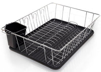 Home Intuition 3-Piece Dish Drying Rack Drainer Set 17" x 13.75" x 5" (Black)