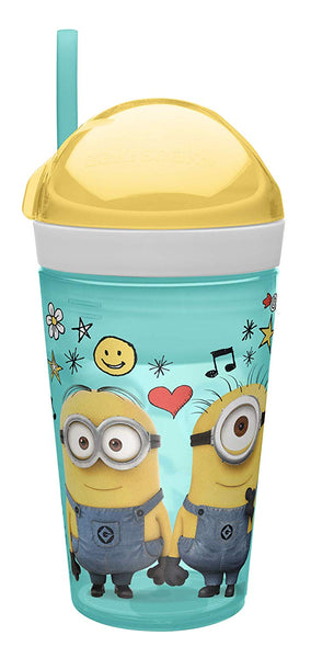 Zak Designs Despicable Me ZakSnak All-In-One Drink Tumbler + Snack Container For Toddlers – Spill-proof 4oz Snack Container Screws Securely Onto 10oz Tumbler With Accessible Straw, Despicable Me