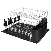 Top rated alvorog 2 tier dish drying rack large capacity dish holder rack microfiber mat included fully customizable kitchen organizer with removable drainboard cutlery cup holder