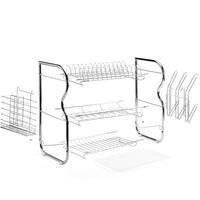 Best seller  glotoch dish drying rack 3 tier dish rack with utensil holder cup holder and dish drainer for kitchen counter top plated chrome dish dryer silver 17 2 x 9 5 x 15 inch