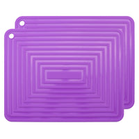 2 Pack,Silicone Trivet Mats/Hot Pads,Pot Holder,9"x12" Non Slip Flexible Durable Heat Resistant Pot Coaster Kitchen Table Mats (Purple)