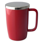 FORLIFE Dew Glossy Finish Brew-In-Mug with Basket Infuser & "Mirror" Stainless Lid 18 oz., Red