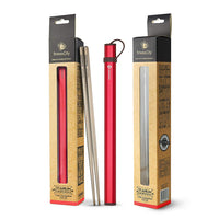 Titanium Chopsticks (NEW CASES) Extra Strong Ultra Lightweight Professional (Ti), Chopsticks Comes with Exclusive Quality Free NEW Aluminium Case (Red)