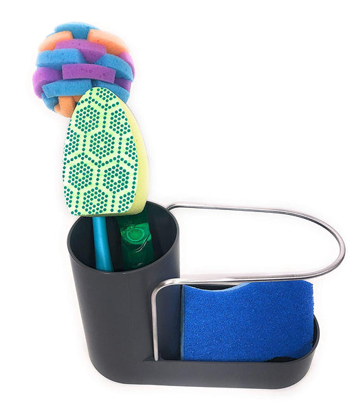EZ Breezy Home Sink Caddy Kitchen Sink Organizer Sponge Holder with Dish Cloth Towel and Cleaning Brush Holder.
