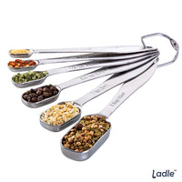 Measuring Spoon Set - Stainless Steel - Narrow Size to Fit in Spice Jars - 6 Spoon Kit With Detachable Ring – by Ladle