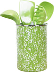 Calypso Basics by Reston Lloyd Enamel on Steel Utensil Holder and 5 Piece Utensil Set (Lime Marble)